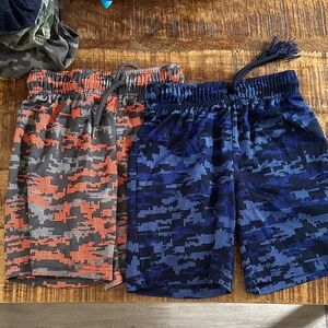 Camo Print Shorts Set in Orange and Blue